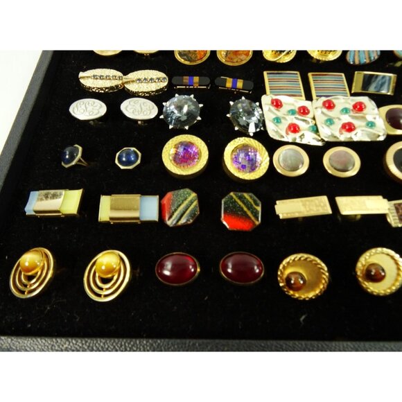 Huge Lot of Cufflinks 36 Pairs Vintage and Designer Cuff Links w Tray - Picture 7 of 7
